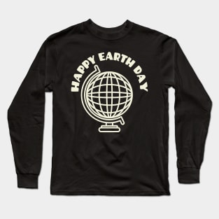 Happy Earth Day White Lineart Long Sleeve T-Shirt